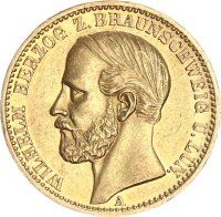 Braunschweig Wilhelm 20 Mark 1875 A Gold vz Jäger 203