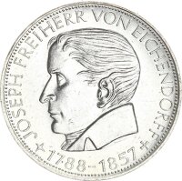 BRD Gedenkmünze 5 DM 1957 J Freiherr von Eichendorff...