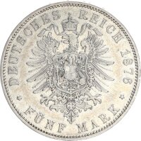 Preußen Wilhelm I. 5 Mark 1876 A Silber ss+ Jäger 97