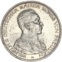 Preußen Wilhelm II. 5 Mark 1914 A in Uniform Silber...