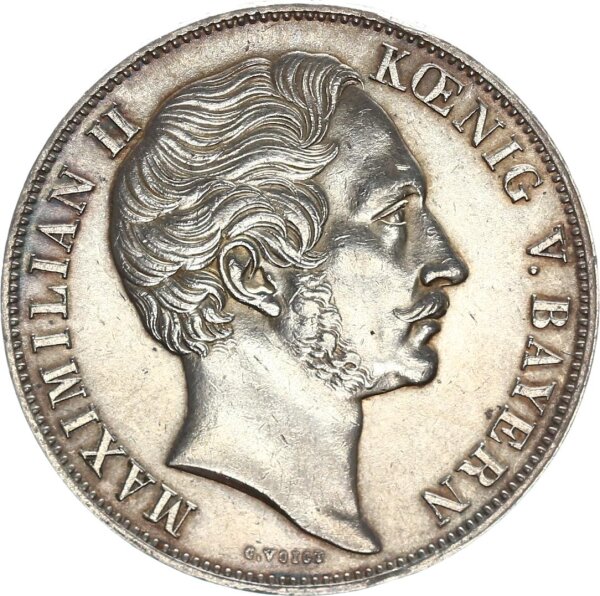 Bayern Maximilian II. Joseph Doppelgulden 1855 Mariensäule Silber vz