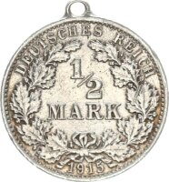 Schmuck 1/2 Mark 1915 A gehenkelt Kettenanhänger...