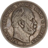 Preußen Wilhelm I. 5 Mark 1876 B Silber ss...