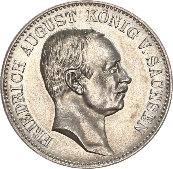 Sachsen Friedrich August III. 2 Mark 1914 E Silber f. stgl./stgl. Jäger 134