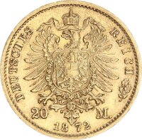 Sachsen Johann 20 Mark 1872 E Gold vz