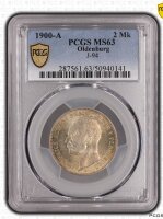 Oldenburg Friedrich August 2 Mark 1900 A PCGS MS63 Silber...