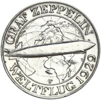 Weimarer Republik 3 Reichsmark 1930 F Zeppelin Silber ss...