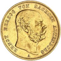 Sachsen-Altenburg Ernst 20 Mark 1887 A Gold ss+...