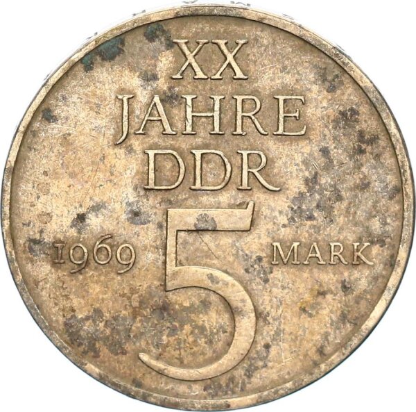 DDR Gedenkmünze 5 Mark 1969 A 20 Jahre DDR, magnetisch ss Jäger 1524