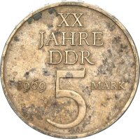 DDR Gedenkmünze 5 Mark 1969 A 20 Jahre DDR, magnetisch ss Jäger 1524
