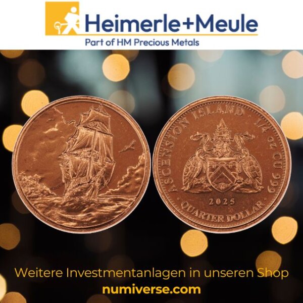 1/4 oz Copper Ascension Island Sailing Ship 2025 | Numiverse, 5,99 €