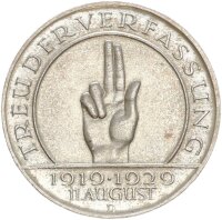 Weimarer Republik 3 Reichsmark 1929 D Schwurhand Silber...