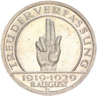 Weimarer Republik 5 Reichsmark 1929 G Schwurhand Silber...