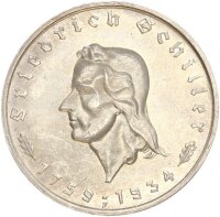Drittes Reich 5 Reichsmark 1934 F Friedrich von Schiller...