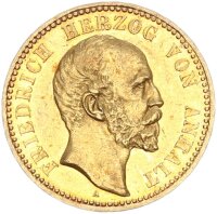 Anhalt Friedrich I. 10 Mark 1901 A Gold vz/vz+ Jäger...