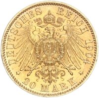 Anhalt Friedrich II. 20 Mark 1904 A Regierungsantritt...