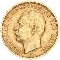 Baden Friedrich II. 20 Mark 1911 G Gold vz-stgl....