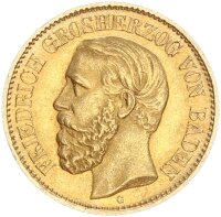 Baden Friedrich I. 10 Mark 1876 G Gold vz+ Jäger 186
