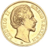 Bayern Ludwig II. 20 Mark 1872 D Gold vz/f. stgl....