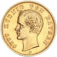 Bayern Otto 20 Mark 1905 D Gold vz/f. stgl. Jäger 200