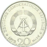 DDR Gedenkmünze 20 Mark 1972 A Wilhelm Pieck vz-stgl. Jäger 1541