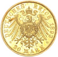 Hessen Ernst Ludwig 20 Mark 1893 A Gold berührte PP...