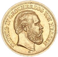 Hessen Ludwig IV. 5 Mark 1877 H Gold vz Jäger 218