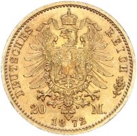 Sachsen Johann 20 Mark 1872 E Gold f. stgl. Jäger 258