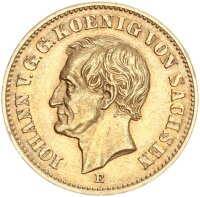 Sachsen Johann 20 Mark 1873 E Gold vz-stgl. Jäger 259