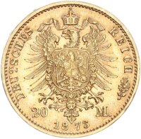 Sachsen Johann 20 Mark 1873 E Gold vz-stgl. Jäger 259