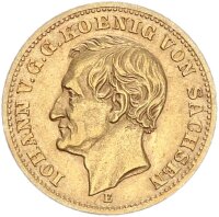 Sachsen Johann 10 Mark 1872 E Gold vz-stgl. Jäger 257