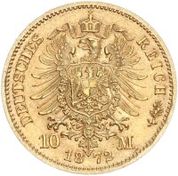 Sachsen Johann 10 Mark 1872 E Gold vz-stgl. Jäger 257