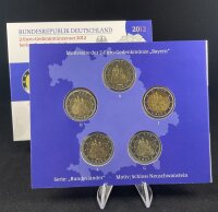 Deutschland Gedenkmünzenset 2 Euro 2012 A,D,F,G,J Bayern, Schloss Neuschwanstein Spiegelglanz
