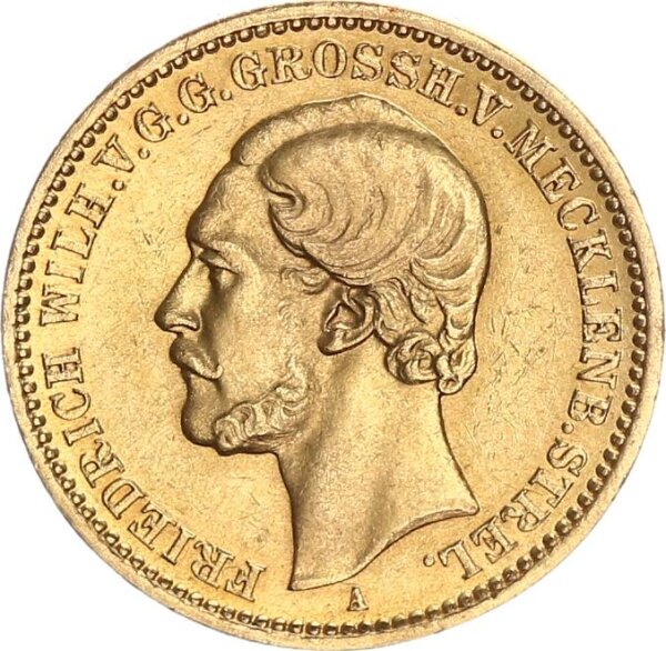 Mecklenburg-Strelitz Friedrich Wilhelm 20 Mark 1874 A Gold vz-stgl. Jäger 238
