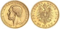 Mecklenburg-Strelitz Friedrich Wilhelm 20 Mark 1874 A Gold vz-stgl. Jäger 238