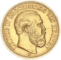 Hessen Ludwig IV. 10 Mark 1880 H Gold ss-vz Jäger 219