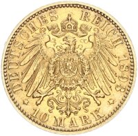 Hessen Ernst Ludwig 10 Mark 1893 A Gold ss+/vz Jäger...