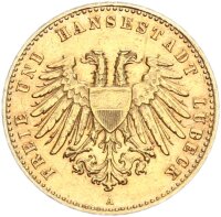 Lübeck Freie und Hansestadt 10 Mark 1904 A Gold vz...