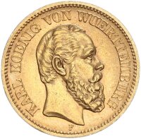 Württemberg Karl 20 Mark 1873 F Gold vz-stgl....