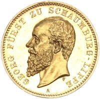 Schaumburg-Lippe Georg 20 Mark 1898 A Gold PP Jäger 285