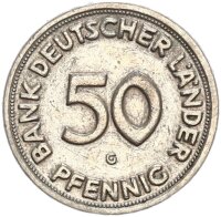 BRD Kursmünze 50 Pfennig 1950 G (Karlsruhe) Bank...
