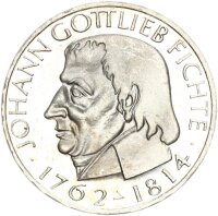 BRD Gedenkmünze 5 DM 1964 J Gottlieb Fichte Silber...