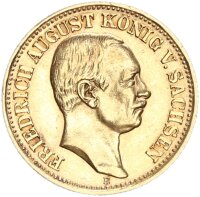 Sachsen Friedrich August III. 10 Mark 1910 E Gold vz/f....