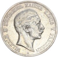 Preußen Wilhelm II. 5 Mark 1896 A Silber ss+...