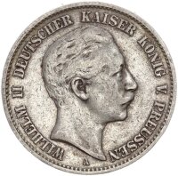 Preußen Wilhelm II. 2 Mark 1891 A Silber f. ss...