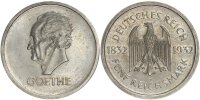 Weimarer Republik 5 Reichsmark 1932 J Goethe Silber vz+ Jäger 351