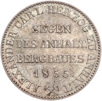Anhalt-Bernburg Alexander Carl Ausbeutetaler 1855 A...