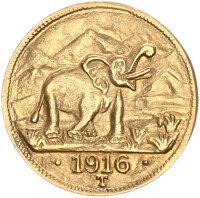 Deutsch-Ostafrika 15 Rupien 1916 T (Tabora) Elefant Gold...