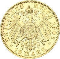 Sachsen Friedrich August III. 10 Mark 1906 E Gold pfr., f. stgl. Jäger 267