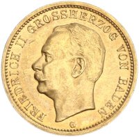 Baden Friedrich II. 20 Mark 1913 G Gold f. stgl./stgl....